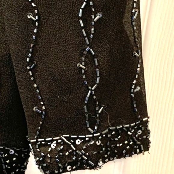 Beaded Black Chiffon Evening Jacket - Size M - Picture 4 of 5